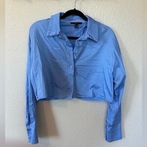 Cropped button down shirt with open back